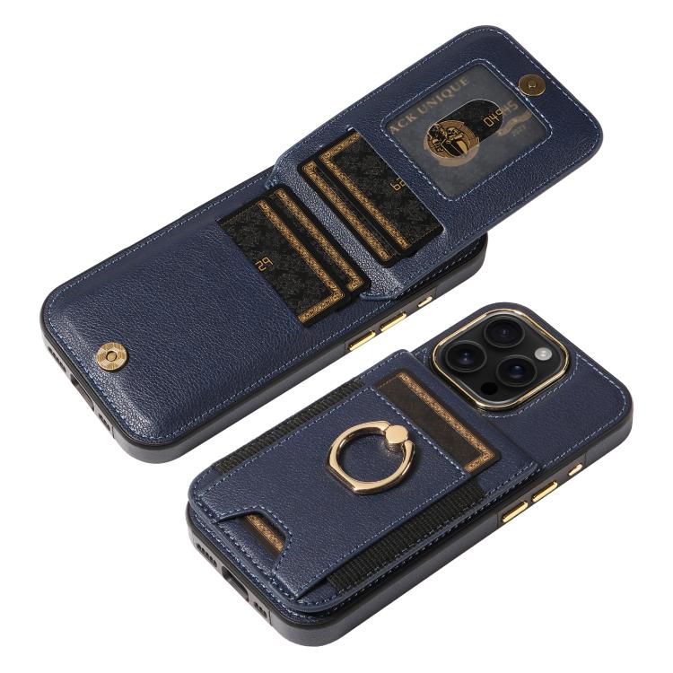 For iPhone 16 Pro Ring Multifunctional Vertical Flip Wallet Back Cover Leather Phone Case