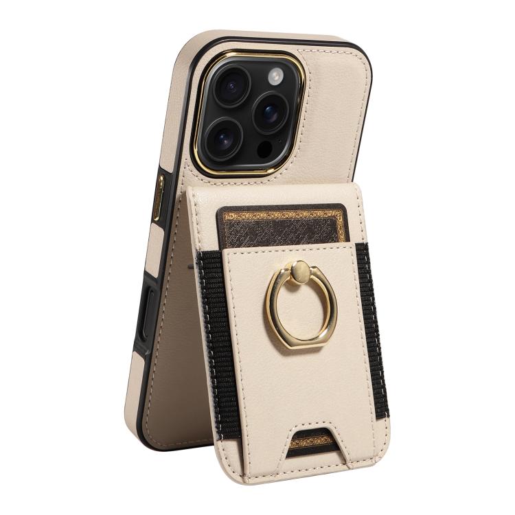 For iPhone 16 Pro Ring Multifunctional Vertical Flip Wallet Back Cover Leather Phone Case