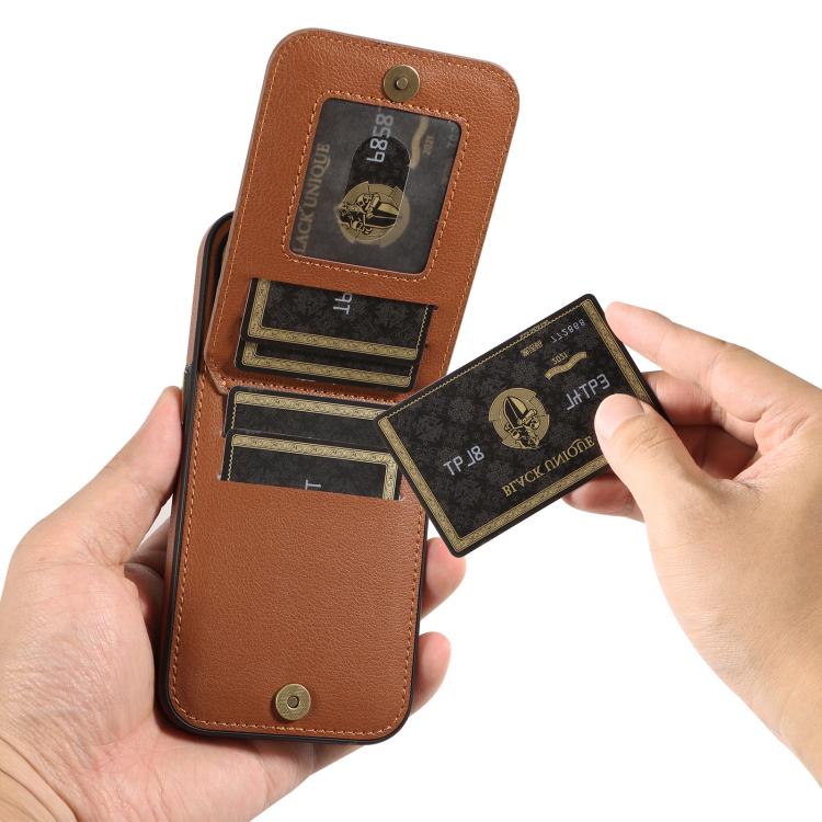 For iPhone 15 Pro Ring Multifunctional Vertical Flip Wallet Back Cover Leather Phone Case