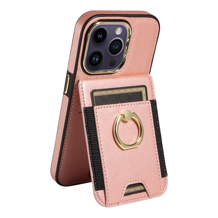 For iPhone 15 Pro Ring Multifunctional Vertical Flip Wallet Back Cover Leather Phone Case