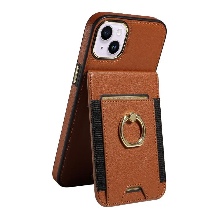 For iPhone 15 Plus Ring Multifunctional Vertical Flip Wallet Back Cover Leather Phone Case