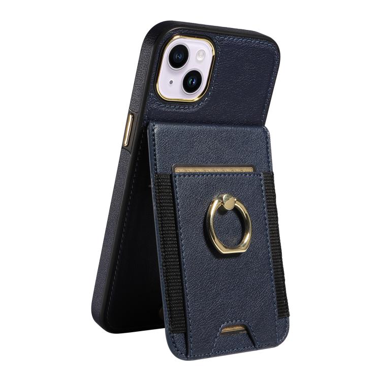 For iPhone 15 Plus Ring Multifunctional Vertical Flip Wallet Back Cover Leather Phone Case