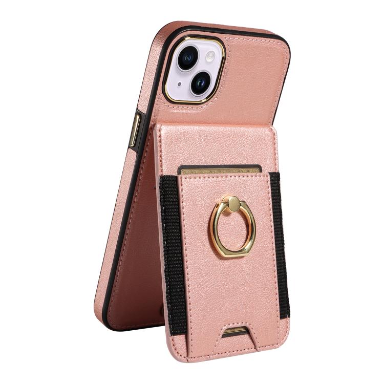 For iPhone 14 Plus Ring Multifunctional Vertical Flip Wallet Back Cover Leather Phone Case