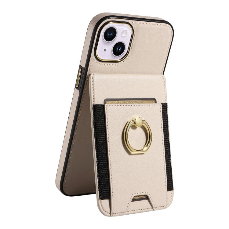 For iPhone 14 Plus Ring Multifunctional Vertical Flip Wallet Back Cover Leather Phone Case