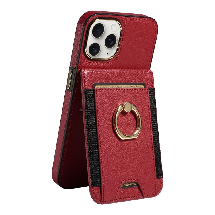 For iPhone 14 Pro Ring Multifunctional Vertical Flip Wallet Back Cover Leather Phone Case