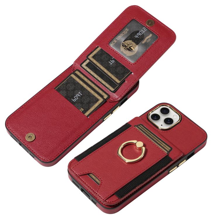 For iPhone 14 Pro Max Ring Multifunctional Vertical Flip Wallet Back Cover Leather Phone Case