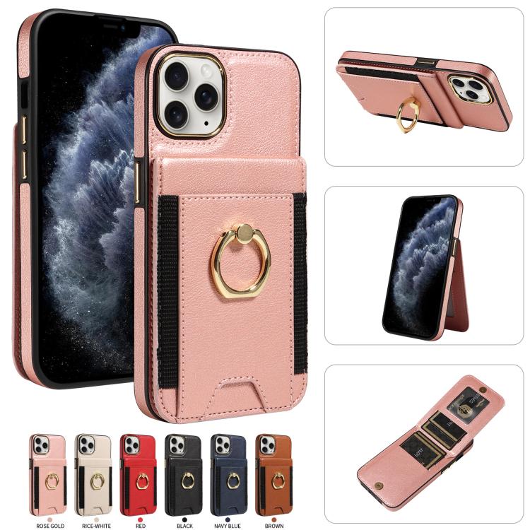For iPhone 14 Pro Max Ring Multifunctional Vertical Flip Wallet Back Cover Leather Phone Case