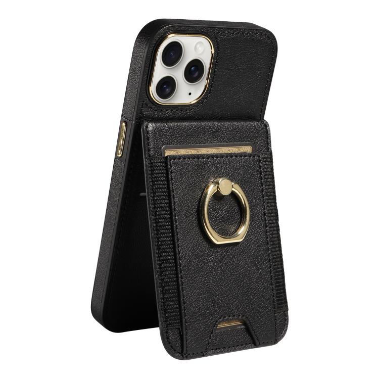For iPhone 12 Pro Max Ring Multifunctional Vertical Flip Wallet Back Cover Leather Phone Case