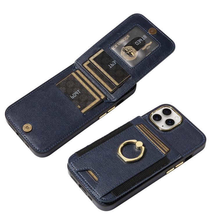 For iPhone 12 Pro Max Ring Multifunctional Vertical Flip Wallet Back Cover Leather Phone Case