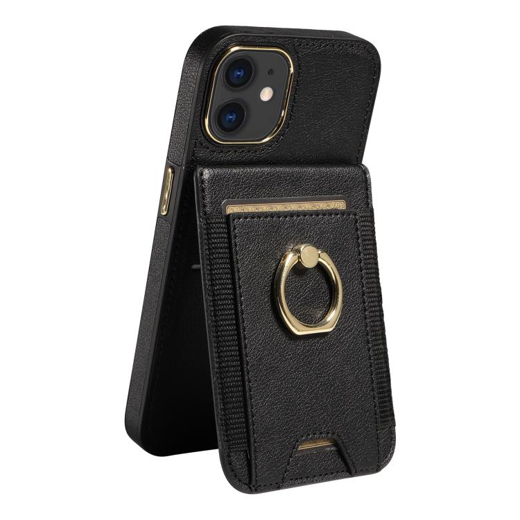 For iPhone 11 Ring Multifunctional Vertical Flip Wallet Back Cover Leather Phone Case