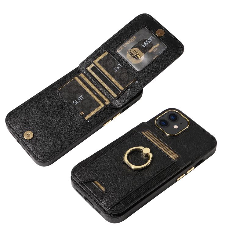 For iPhone 11 Ring Multifunctional Vertical Flip Wallet Back Cover Leather Phone Case
