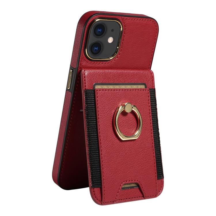 For iPhone 11 Ring Multifunctional Vertical Flip Wallet Back Cover Leather Phone Case