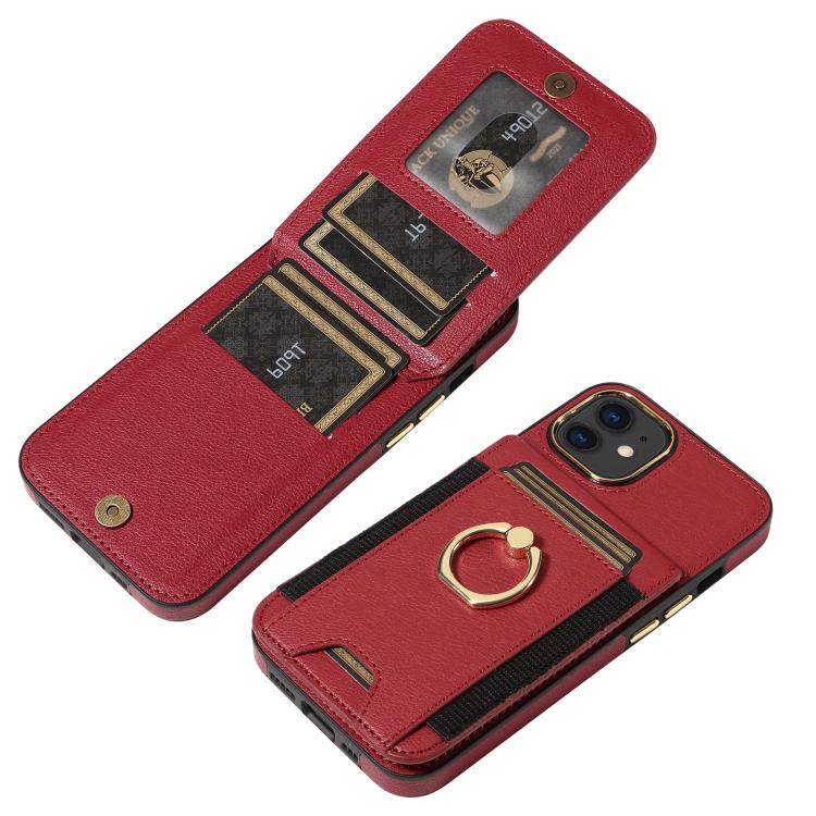 For iPhone 11 Ring Multifunctional Vertical Flip Wallet Back Cover Leather Phone Case