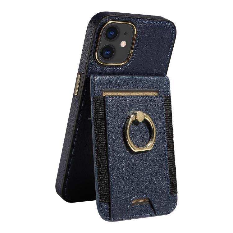 For iPhone 11 Ring Multifunctional Vertical Flip Wallet Back Cover Leather Phone Case