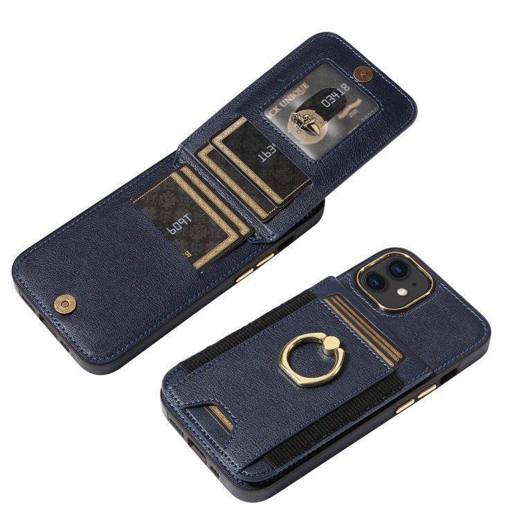 For iPhone 11 Ring Multifunctional Vertical Flip Wallet Back Cover Leather Phone Case