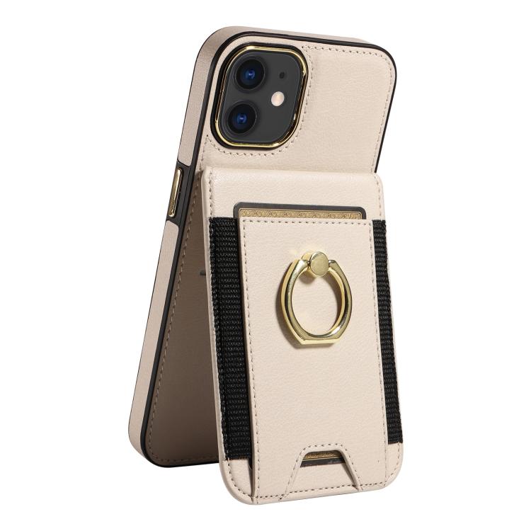 For iPhone 11 Ring Multifunctional Vertical Flip Wallet Back Cover Leather Phone Case