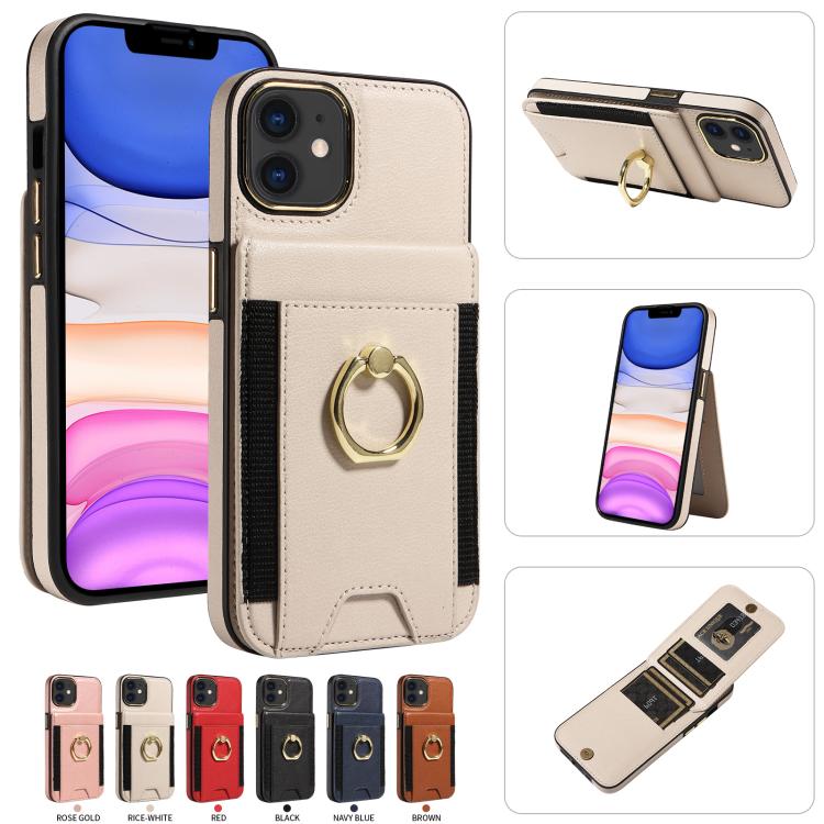For iPhone 11 Ring Multifunctional Vertical Flip Wallet Back Cover Leather Phone Case