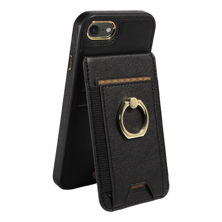 For iPhone X / XS Ring Multifunctional Vertical Flip Wallet Back Cover Leather Phone Case