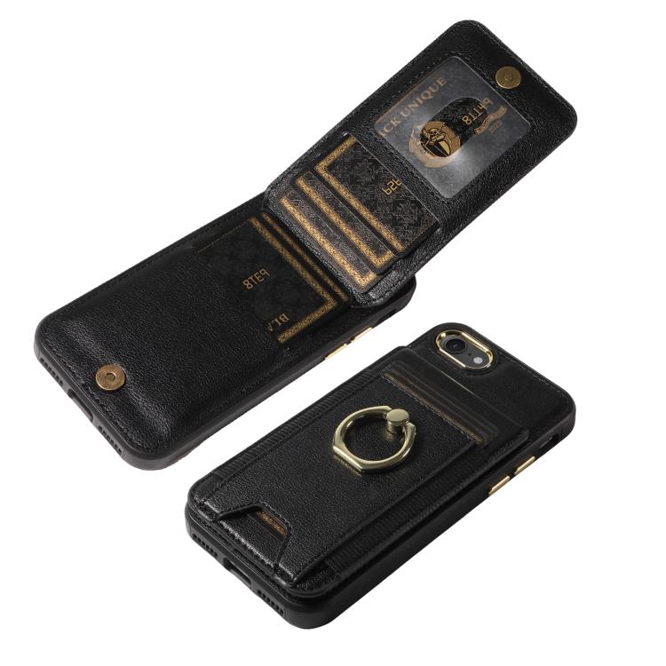 For iPhone X / XS Ring Multifunctional Vertical Flip Wallet Back Cover Leather Phone Case