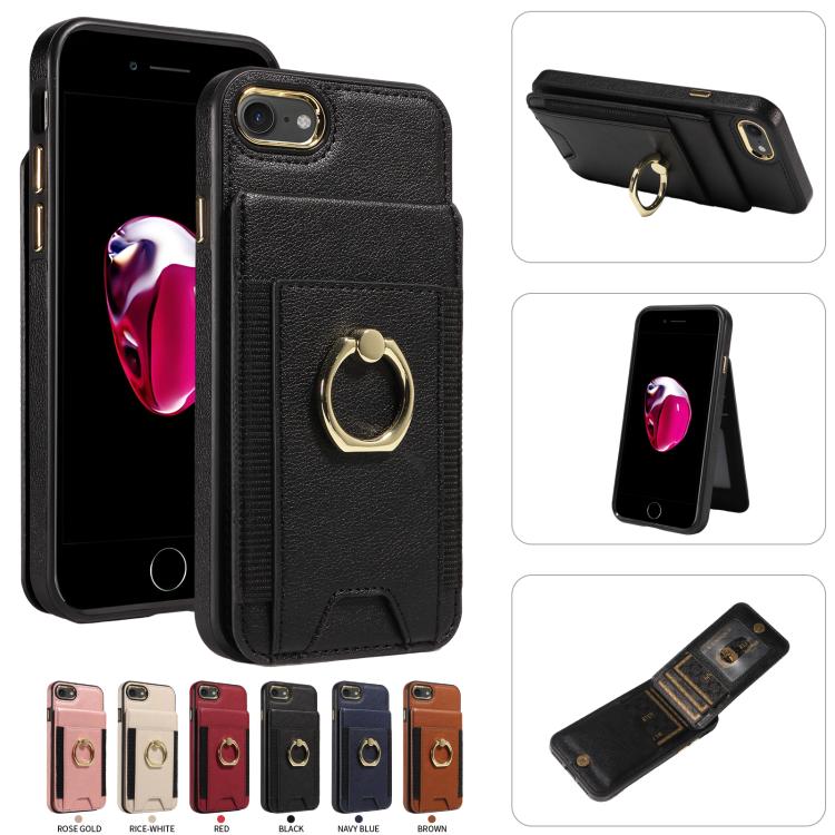For iPhone X / XS Ring Multifunctional Vertical Flip Wallet Back Cover Leather Phone Case