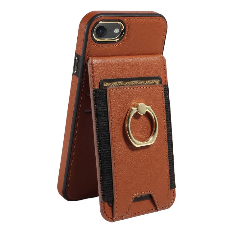 For iPhone X / XS Ring Multifunctional Vertical Flip Wallet Back Cover Leather Phone Case