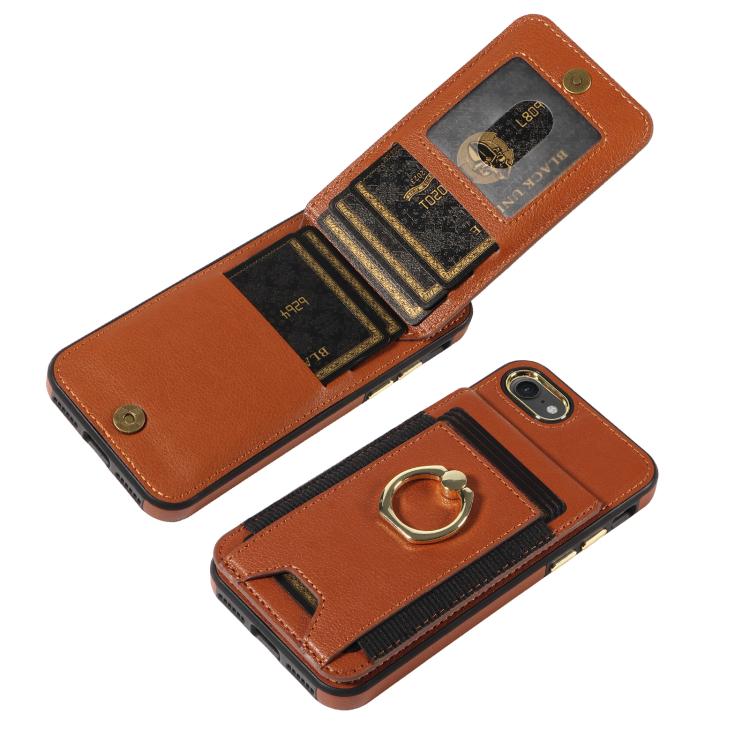 For iPhone X / XS Ring Multifunctional Vertical Flip Wallet Back Cover Leather Phone Case