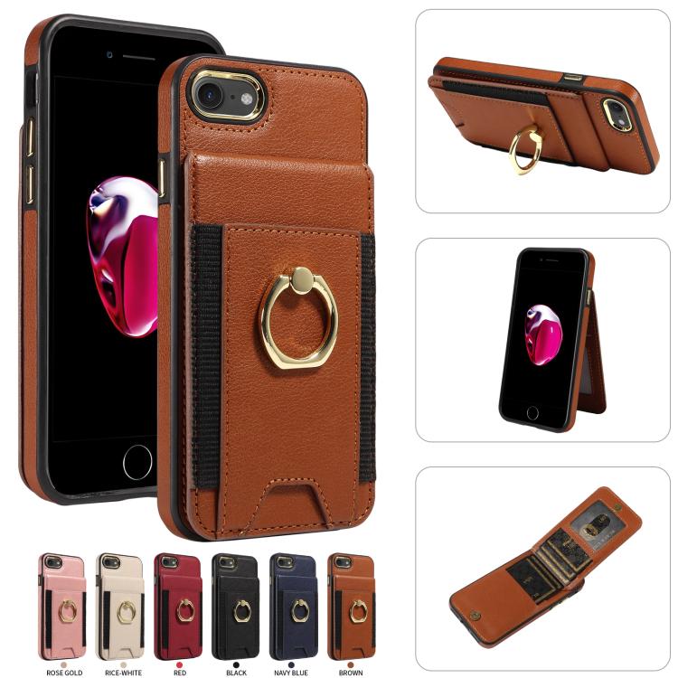 For iPhone X / XS Ring Multifunctional Vertical Flip Wallet Back Cover Leather Phone Case