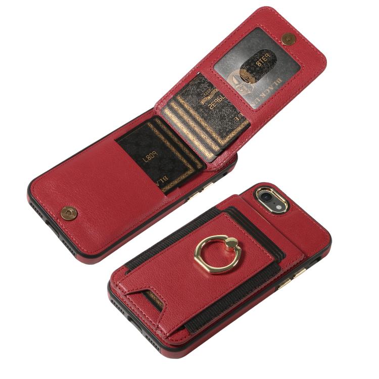 For iPhone X / XS Ring Multifunctional Vertical Flip Wallet Back Cover Leather Phone Case
