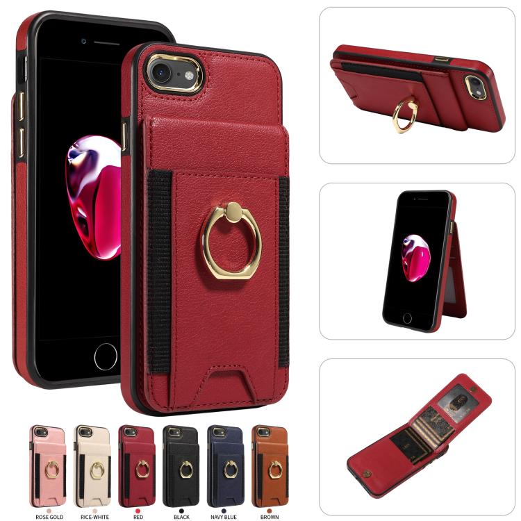For iPhone X / XS Ring Multifunctional Vertical Flip Wallet Back Cover Leather Phone Case