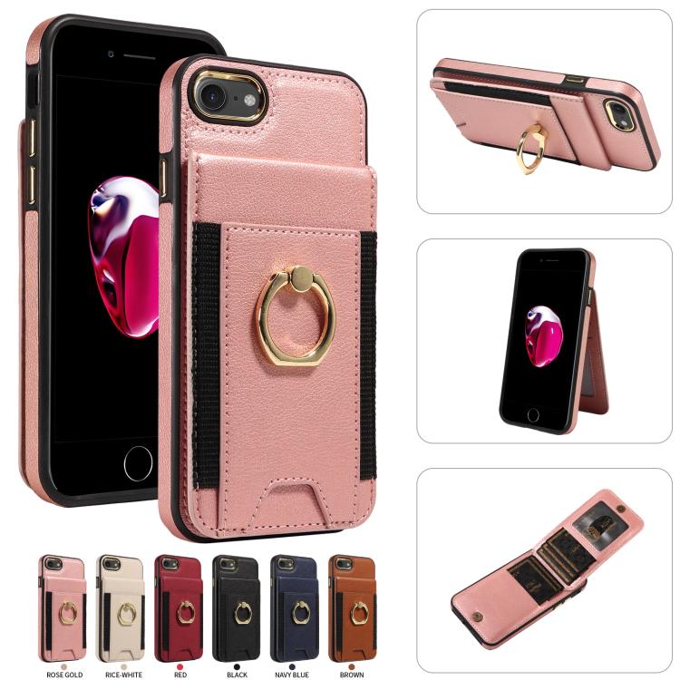 For iPhone X / XS Ring Multifunctional Vertical Flip Wallet Back Cover Leather Phone Case