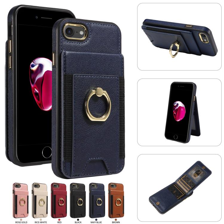 For iPhone X / XS Ring Multifunctional Vertical Flip Wallet Back Cover Leather Phone Case