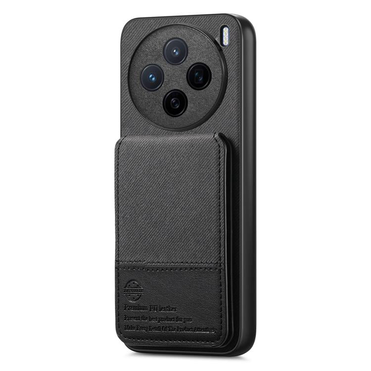 For vivo X200 Twill Fabric Leather Vertical Flip RFID Card Bag Phone Case