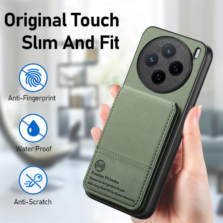 For vivo X200 Twill Fabric Leather Vertical Flip RFID Card Bag Phone Case