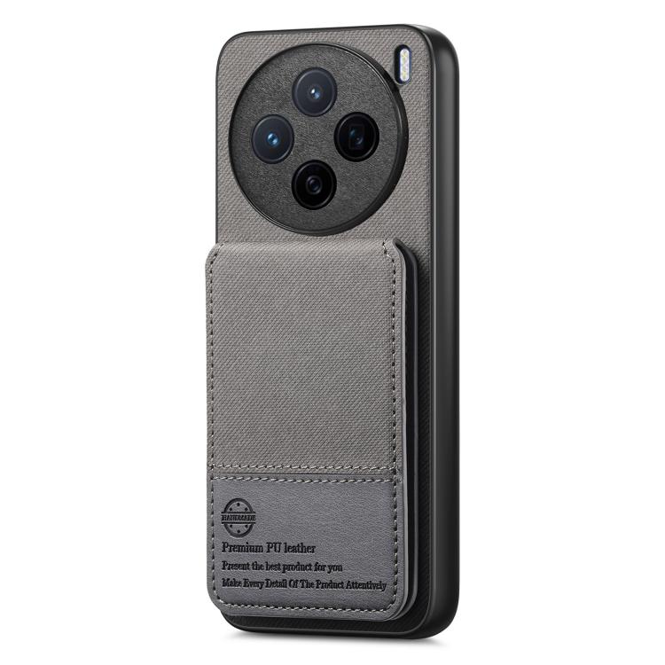 For vivo X200 Twill Fabric Leather Vertical Flip RFID Card Bag Phone Case