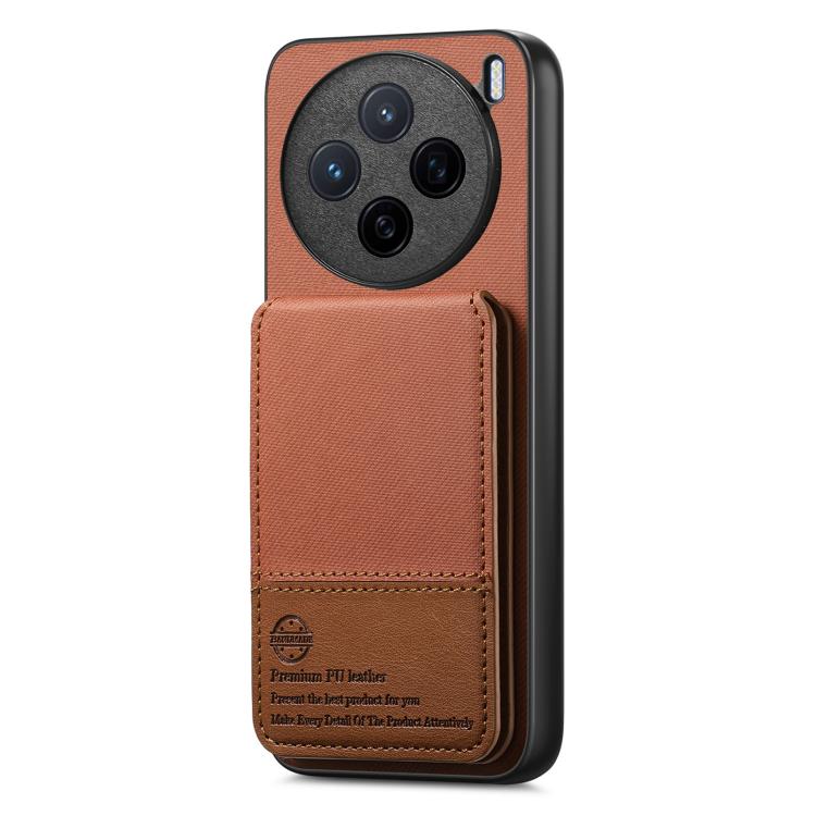 For vivo X200 Twill Fabric Leather Vertical Flip RFID Card Bag Phone Case