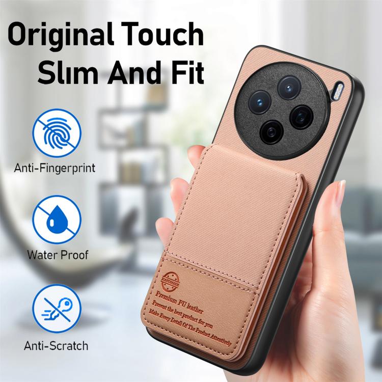 For vivo X200 Twill Fabric Leather Vertical Flip RFID Card Bag Phone Case