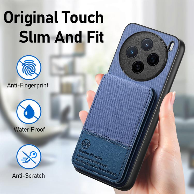 For vivo X200 Twill Fabric Leather Vertical Flip RFID Card Bag Phone Case