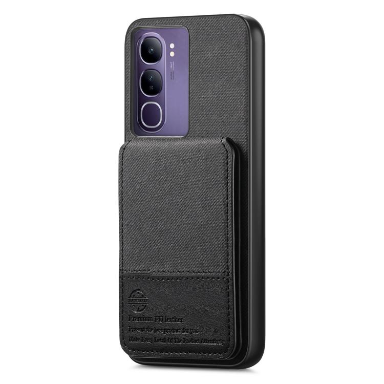 For vivo V40 Lite 4G Twill Fabric Leather Vertical Flip RFID Card Bag Phone Case