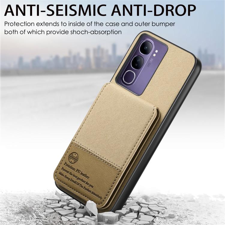 For vivo V40 Lite 4G Twill Fabric Leather Vertical Flip RFID Card Bag Phone Case