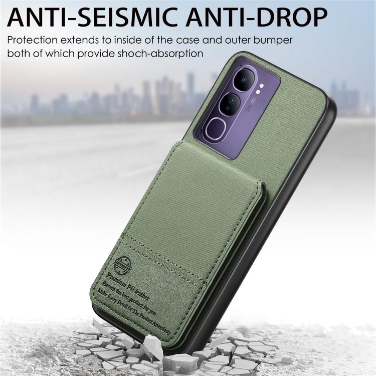For vivo V40 Lite 4G Twill Fabric Leather Vertical Flip RFID Card Bag Phone Case