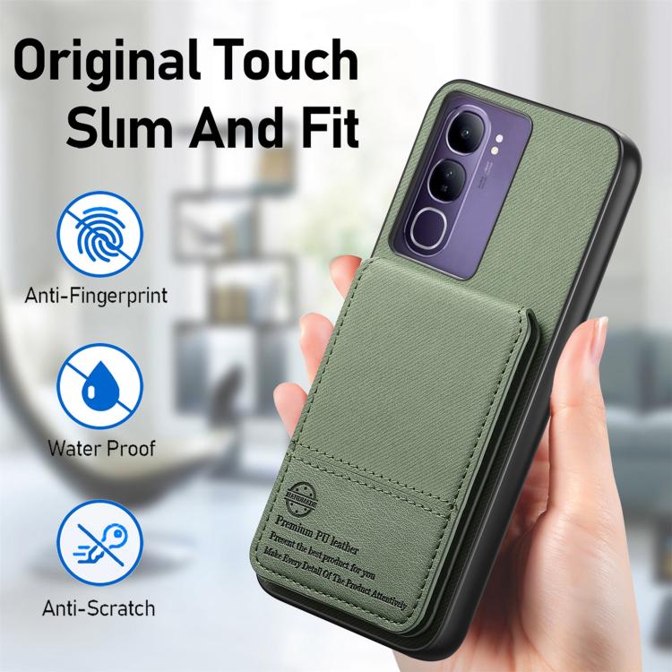 For vivo V40 Lite 4G Twill Fabric Leather Vertical Flip RFID Card Bag Phone Case