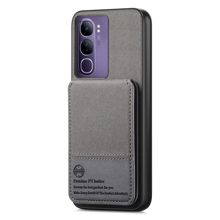 For vivo V40 Lite 4G Twill Fabric Leather Vertical Flip RFID Card Bag Phone Case