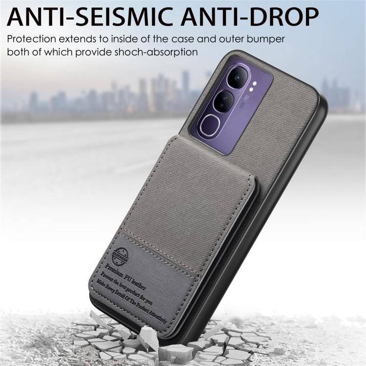 For vivo V40 Lite 4G Twill Fabric Leather Vertical Flip RFID Card Bag Phone Case