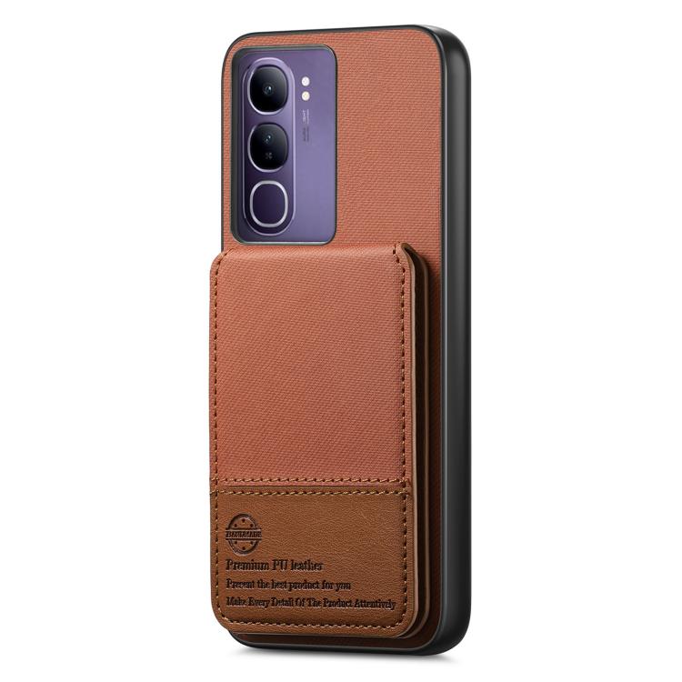For vivo V40 Lite 4G Twill Fabric Leather Vertical Flip RFID Card Bag Phone Case