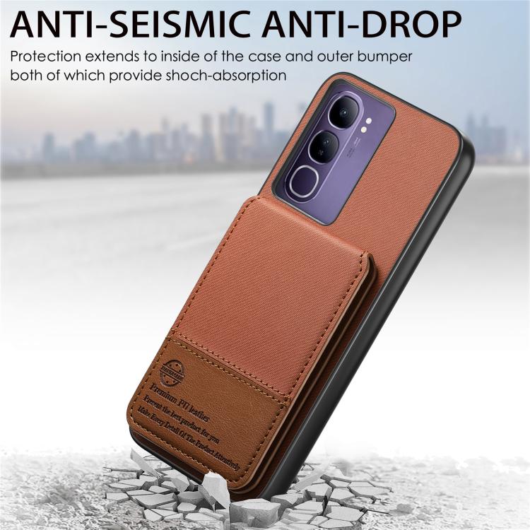 For vivo V40 Lite 4G Twill Fabric Leather Vertical Flip RFID Card Bag Phone Case
