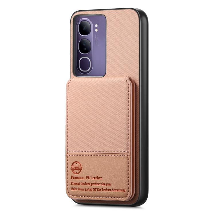 For vivo V40 Lite 4G Twill Fabric Leather Vertical Flip RFID Card Bag Phone Case