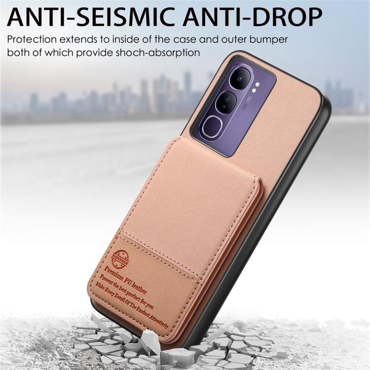 For vivo V40 Lite 4G Twill Fabric Leather Vertical Flip RFID Card Bag Phone Case
