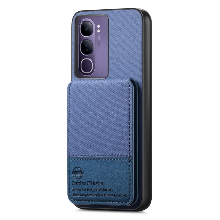 For vivo V40 Lite 4G Twill Fabric Leather Vertical Flip RFID Card Bag Phone Case