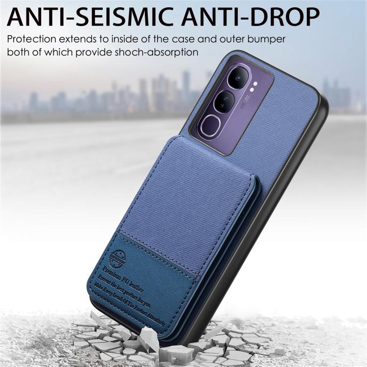 For vivo V40 Lite 4G Twill Fabric Leather Vertical Flip RFID Card Bag Phone Case