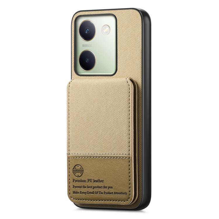 For vivo V40e Twill Fabric Leather Vertical Flip RFID Card Bag Phone Case